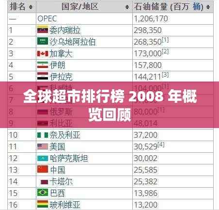 全球超市排行榜 2008 年概览回顾