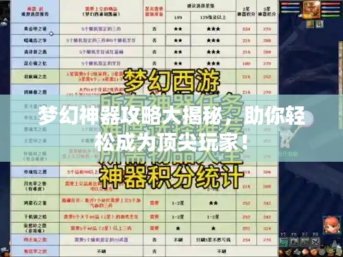 梦幻神器攻略大揭秘,助你轻松成为顶尖玩家!