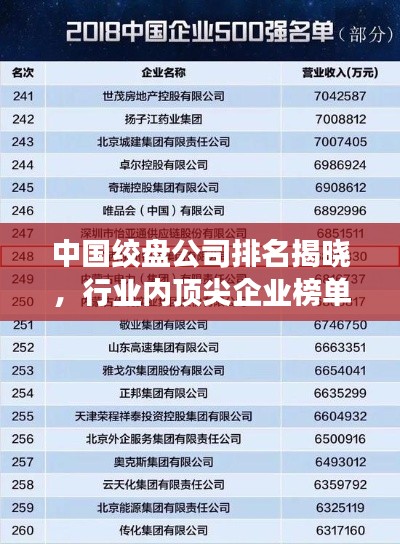 中国绞盘公司排名揭晓,行业内顶尖企业榜单揭晓!