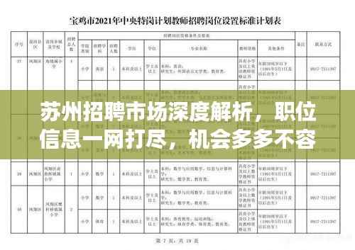 苏州招聘市场深度解析,职位信息一网打尽,机会多多不容错过