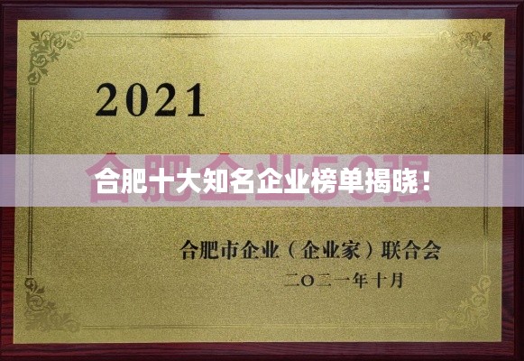 合肥十大知名企业榜单揭晓!