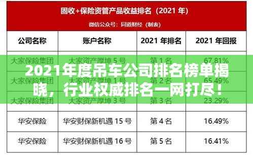 2021年度吊车公司排名榜单揭晓，行业权威排名一网打尽！
