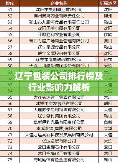 辽宁包装公司排行榜及行业影响力解析