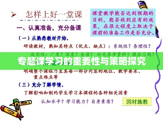 专题课学习的重要性与策略探究