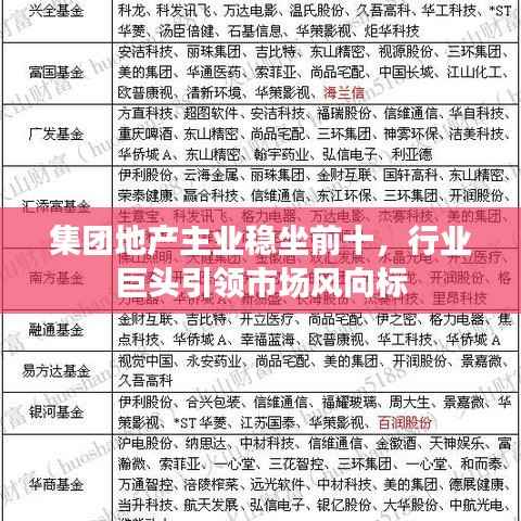 集团地产主业稳坐前十，行业巨头引领市场风向标