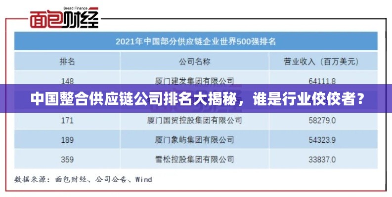 中国整合供应链公司排名大揭秘，谁是行业佼佼者？