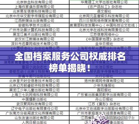 全国档案服务公司权威排名榜单揭晓!