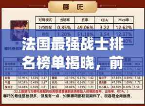 法国最强战士排名榜单揭晓,前十名战士荣耀上榜,震撼全球!
