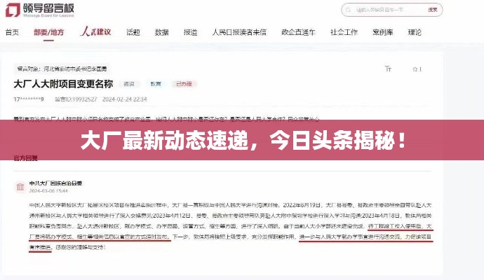大厂最新动态速递,今日头条揭秘!