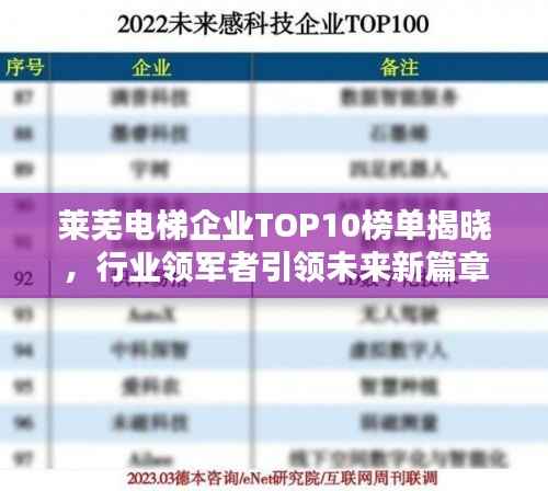 莱芜电梯企业TOP10榜单揭晓，行业领军者引领未来新篇章