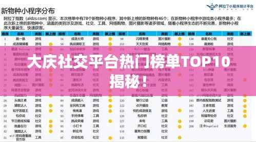 大庆社交平台热门榜单TOP10揭秘!