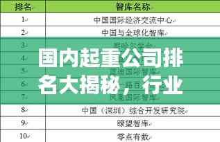 国内起重公司排名大揭秘,行业影响力与竞争力榜单!