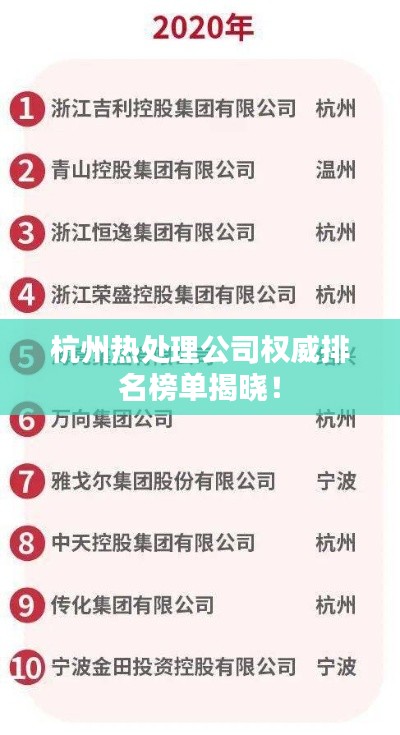 杭州热处理公司权威排名榜单揭晓!