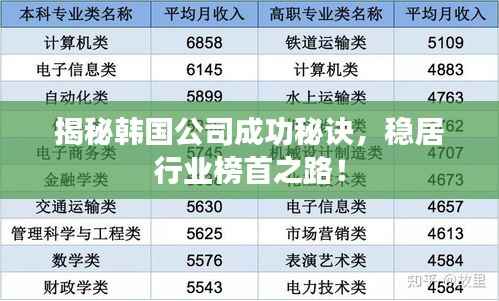 揭秘韩国公司成功秘诀,稳居行业榜首之路!