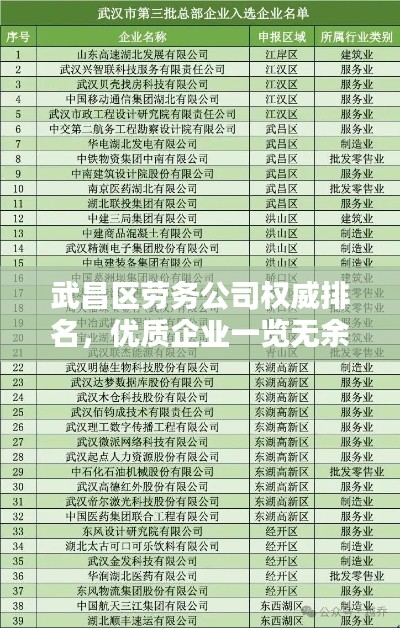 武昌区劳务公司权威排名,优质企业一览无余!