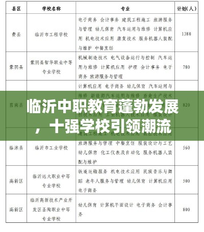 临沂中职教育蓬勃发展,十强学校引领潮流