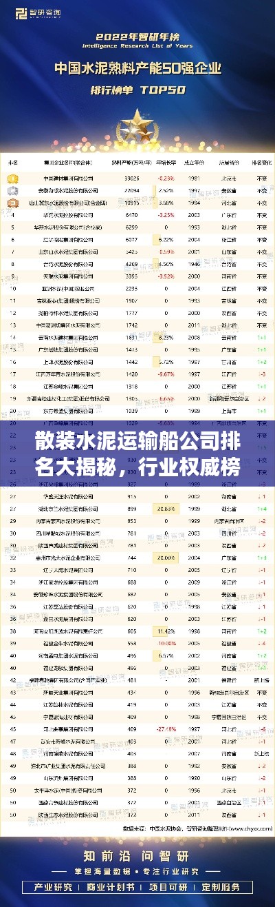 散装水泥运输船公司排名大揭秘，行业权威榜单！