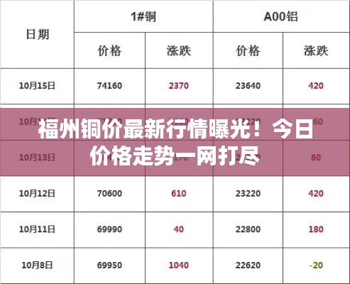 福州铜价最新行情曝光！今日价格走势一网打尽
