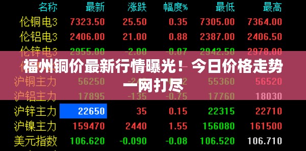 福州铜价最新行情曝光!今日价格走势一网打尽