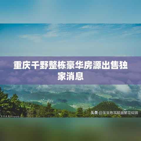 重庆千野整栋豪华房源出售独家消息