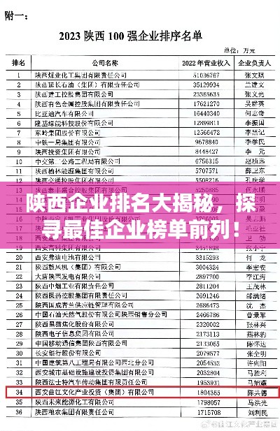 陕西企业排名大揭秘,探寻最佳企业榜单前列!