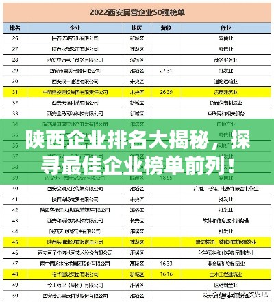陕西企业排名大揭秘,探寻最佳企业榜单前列!